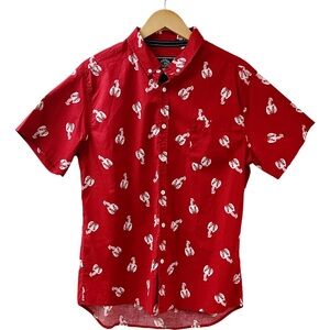 Coastal Clambake Five Points Slim Fit Flex Mens LOBSTER Shirt Large Retro Red